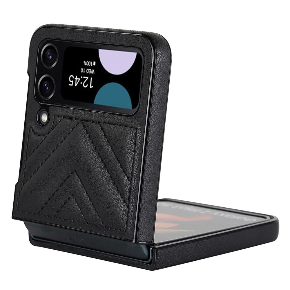EIDERWOOD Samsung Galaxy Z Flip4 (5G) Faux Leather Case with V-Design - Black