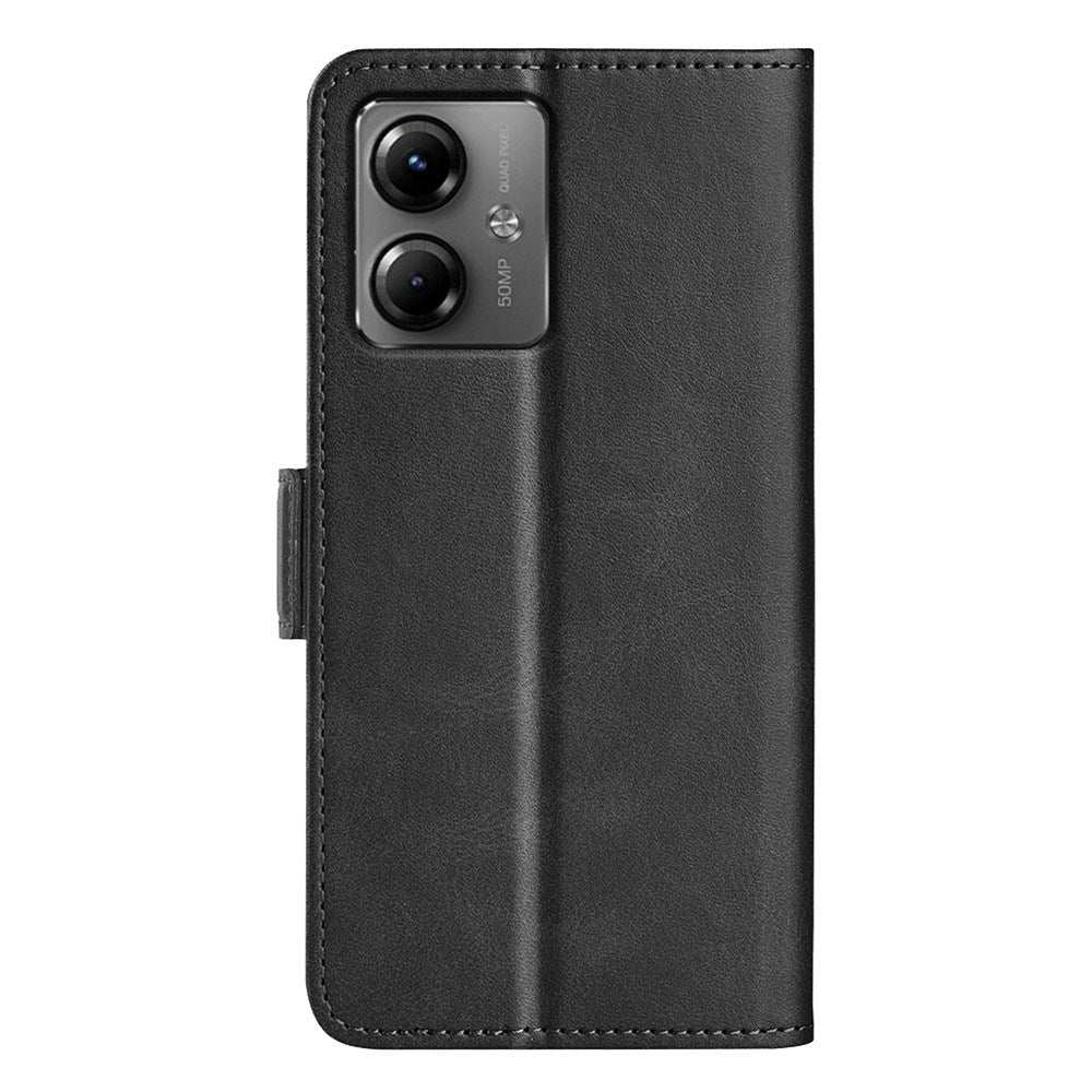 EIDERWOOD Motorola Moto G14 Leather Flip Case with Stand & Wallet - Black