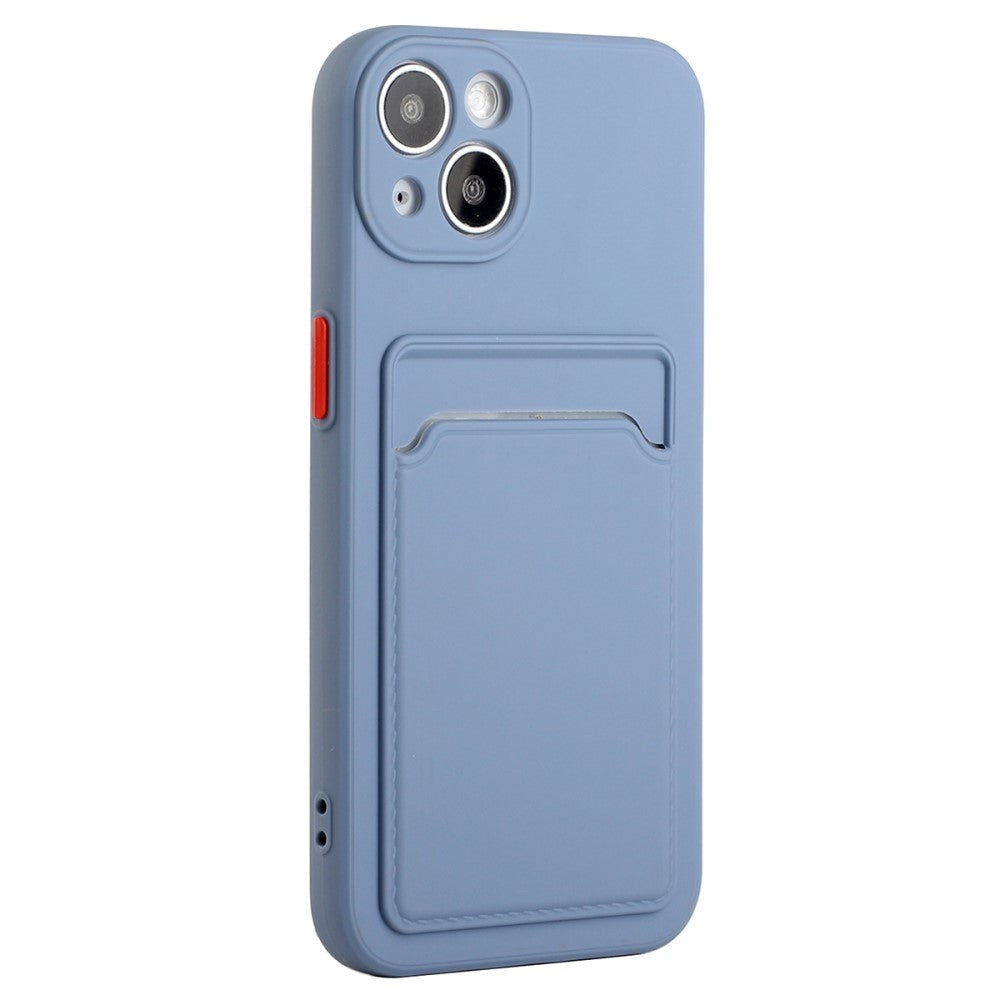 iPhone 15 Flexible Plastic Case w. Card Holder - Blue