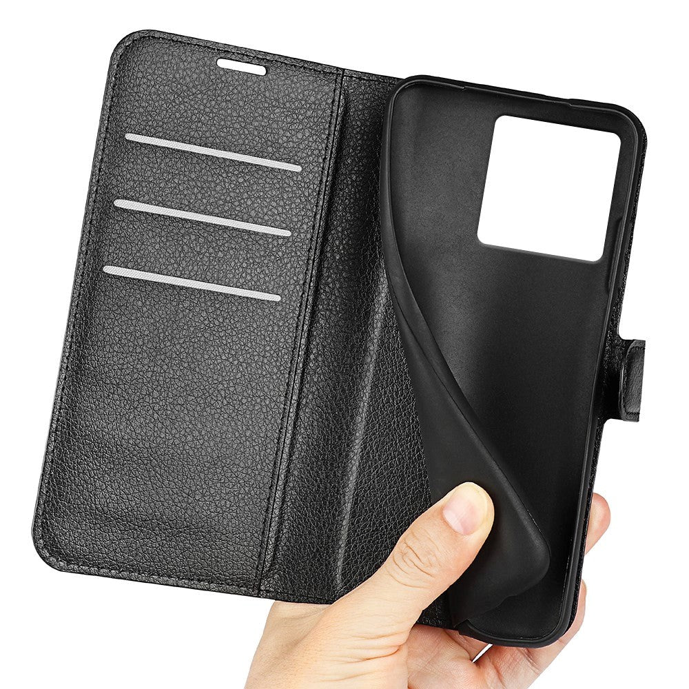 Xiaomi 13T / 13T Pro Litchi Leather Flip Cover w. Wallet - Black