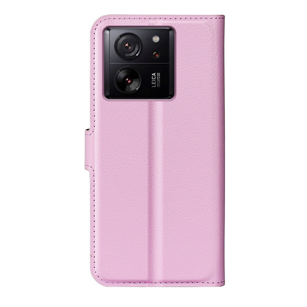 Xiaomi 13T / 13T Pro Litchi Leather Flip Cover w. Wallet - Light Pink