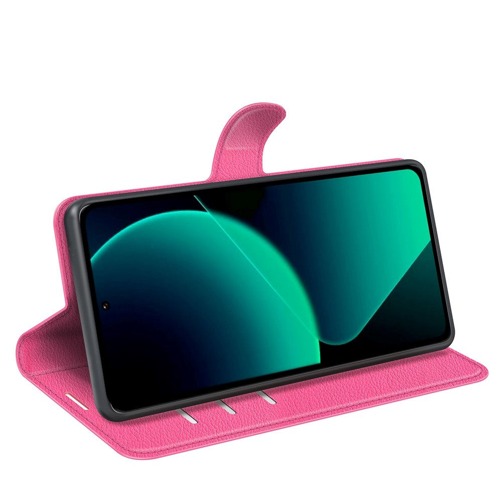 Xiaomi 13T / 13T Pro Litchi Leather Flip Cover w. Wallet - Pink