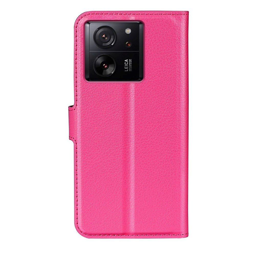 Xiaomi 13T / 13T Pro Litchi Leather Flip Cover w. Wallet - Pink