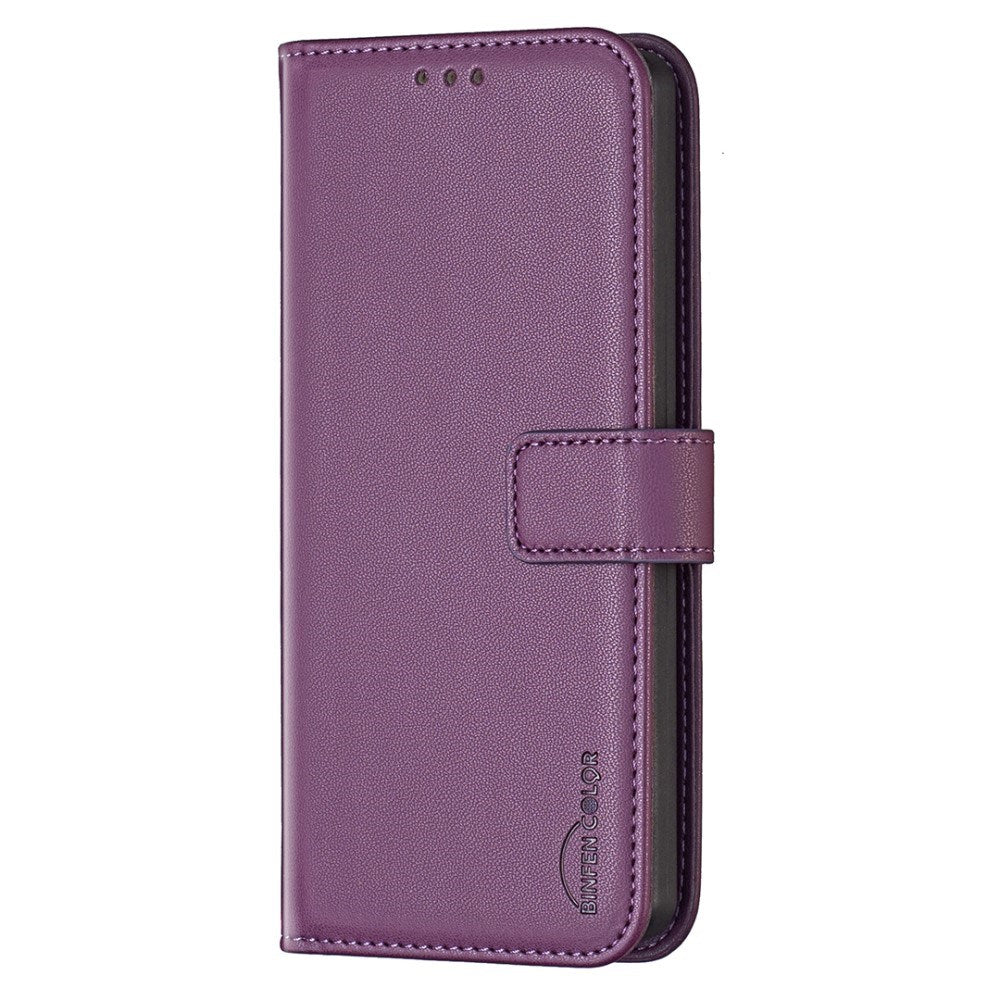 Honor X6a BINFEN Faux Leather Flip Case with Card Holder & Stand Function - Dark Purple