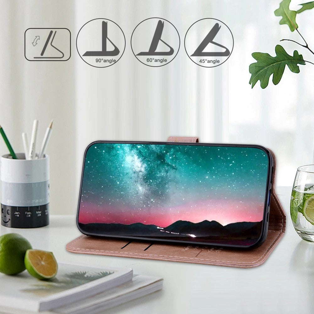 Samsung Galaxy A05s Faux Leather Case w. Wallet & Stand Function - Rose Gold