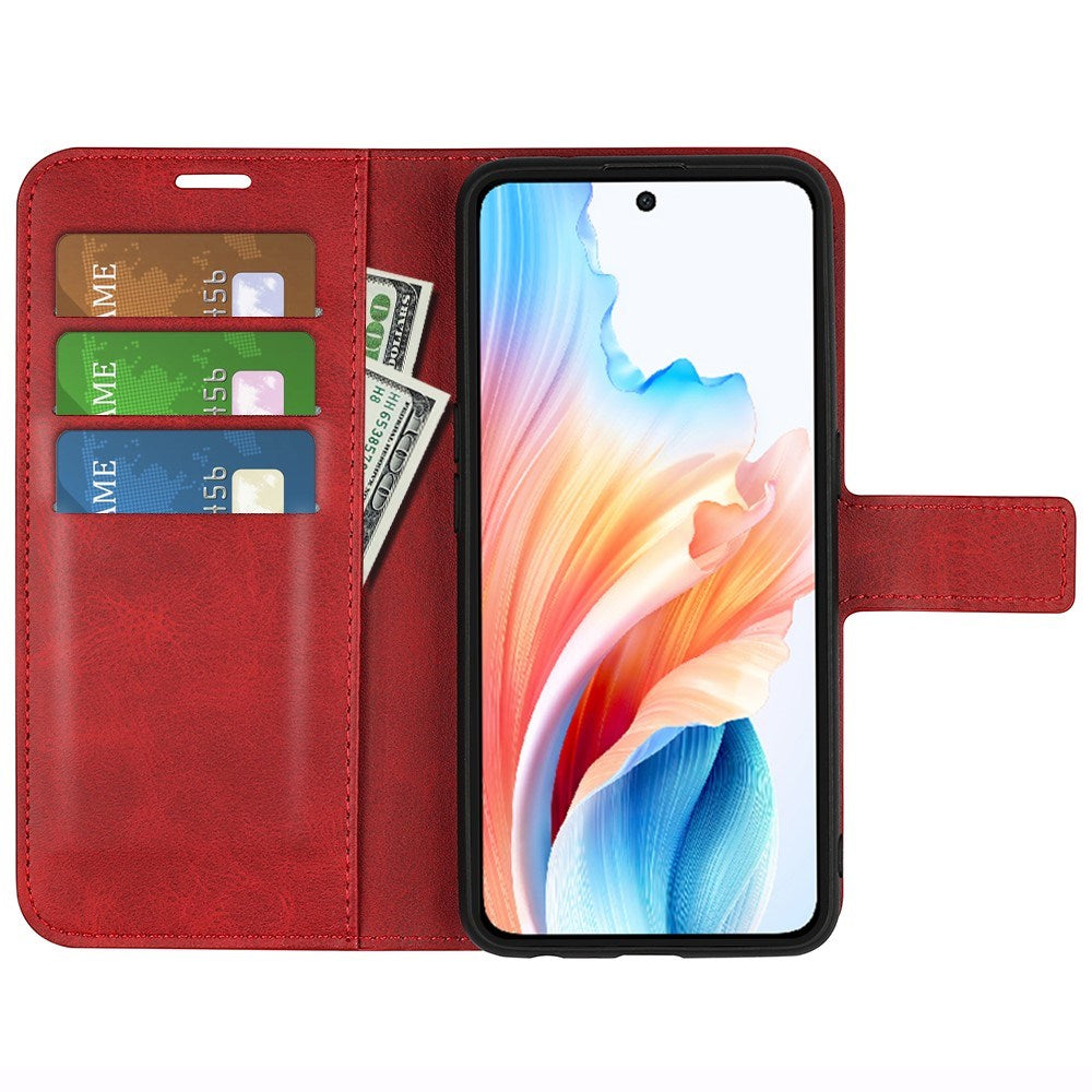 EIDERWOOD Oppo A79 (5G) / A2 (5G) Leather Flip Case w. Lommebok & Stand Function - Red