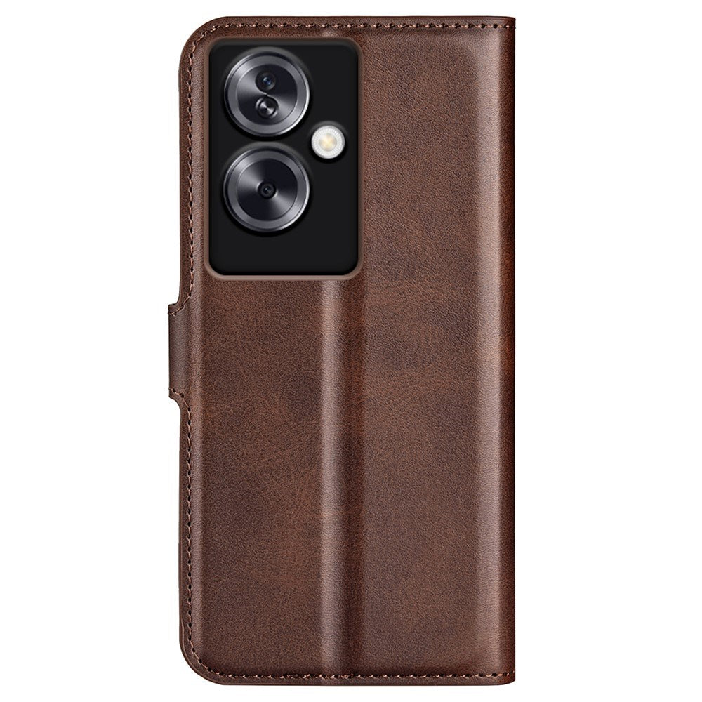 EIDERWOOD Oppo A79 (5G) / A2 (5G) Leather Flip Case w. Lommebok & Stand Function - Mørkebrun