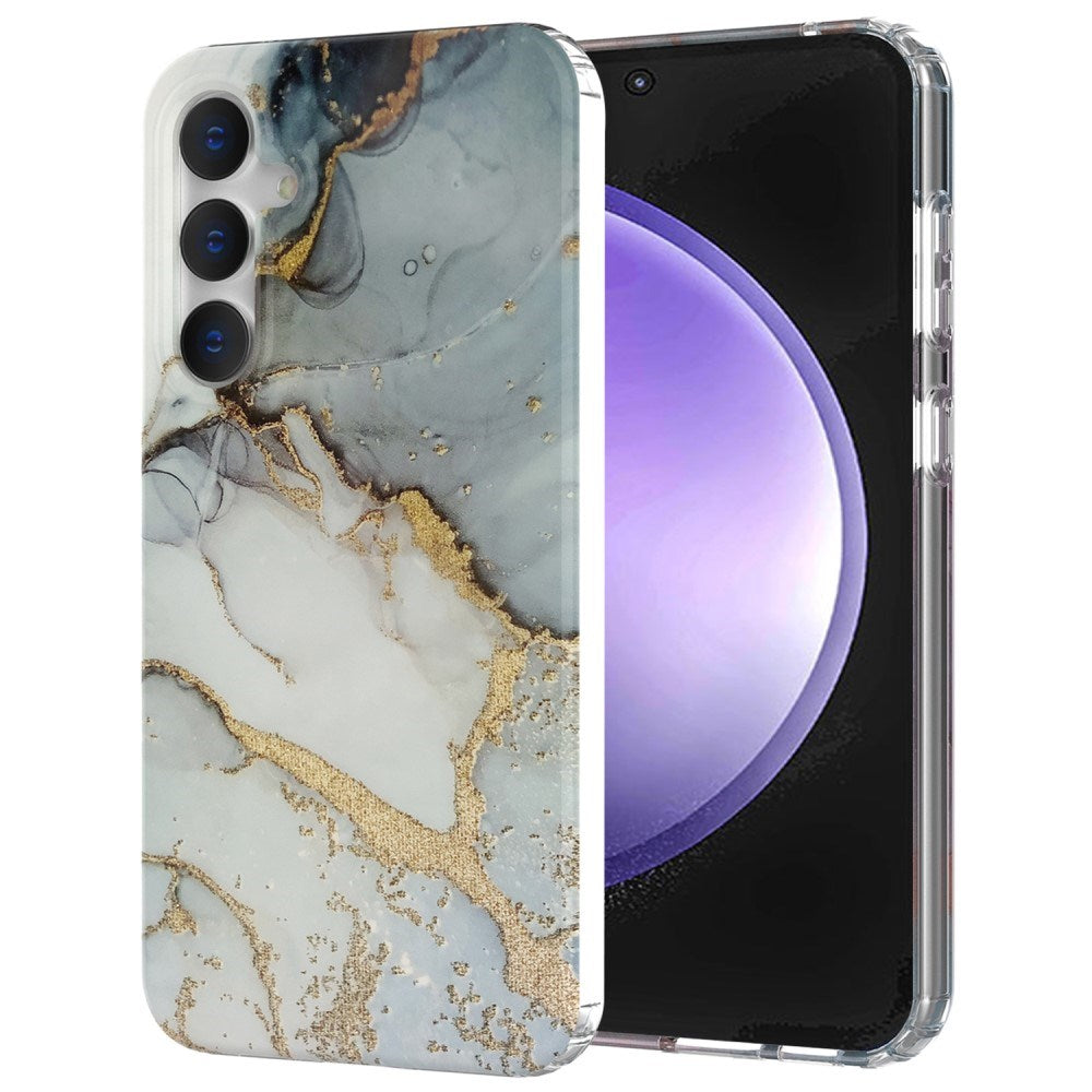 EIDERWOOD Samsung Galaxy S23 FE Hybrid Case with Marble Print - Grey / Gold