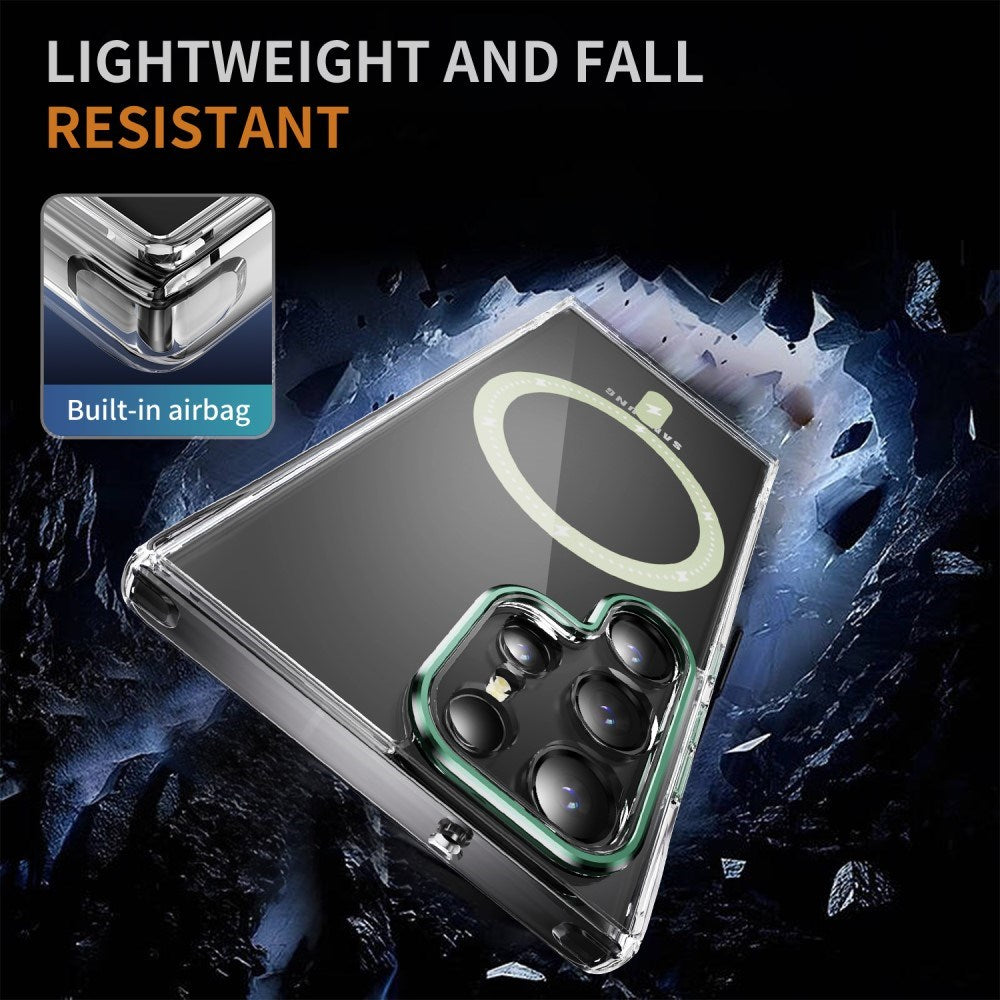 EIDERWOOD Samsung Galaxy S23 Ultra Hybrid Plastic Case - MagSafe Compatible - Transparent / Green