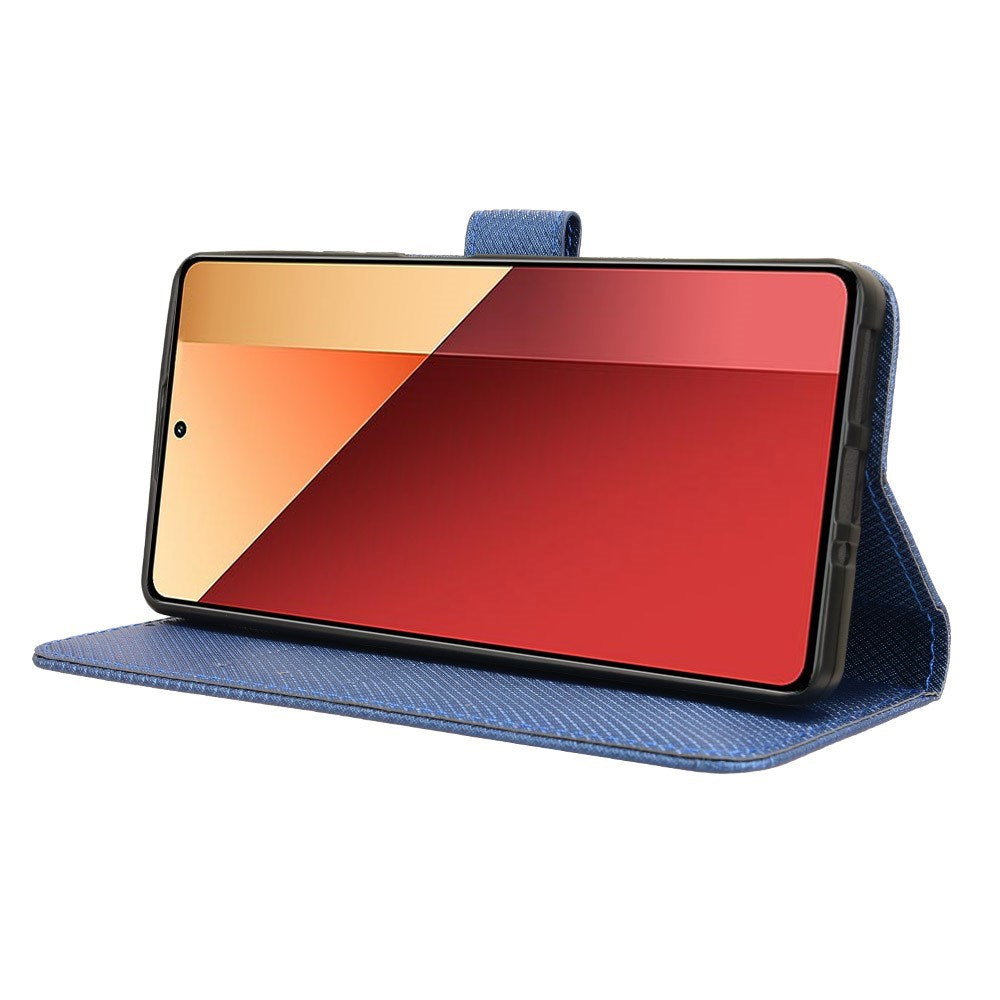 EIDERWOOD Xiaomi Redmi Note 13 Pro (4G) / Poco M6 Pro Leather Flip Case w. Strap & Texture - Blue