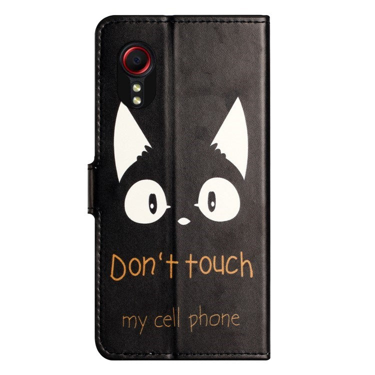 EIDERWOOD Samsung Galaxy Xcover 7 Flip Case with Card Holder & Stand Function - "Don't Touch My Cellphone" Cat