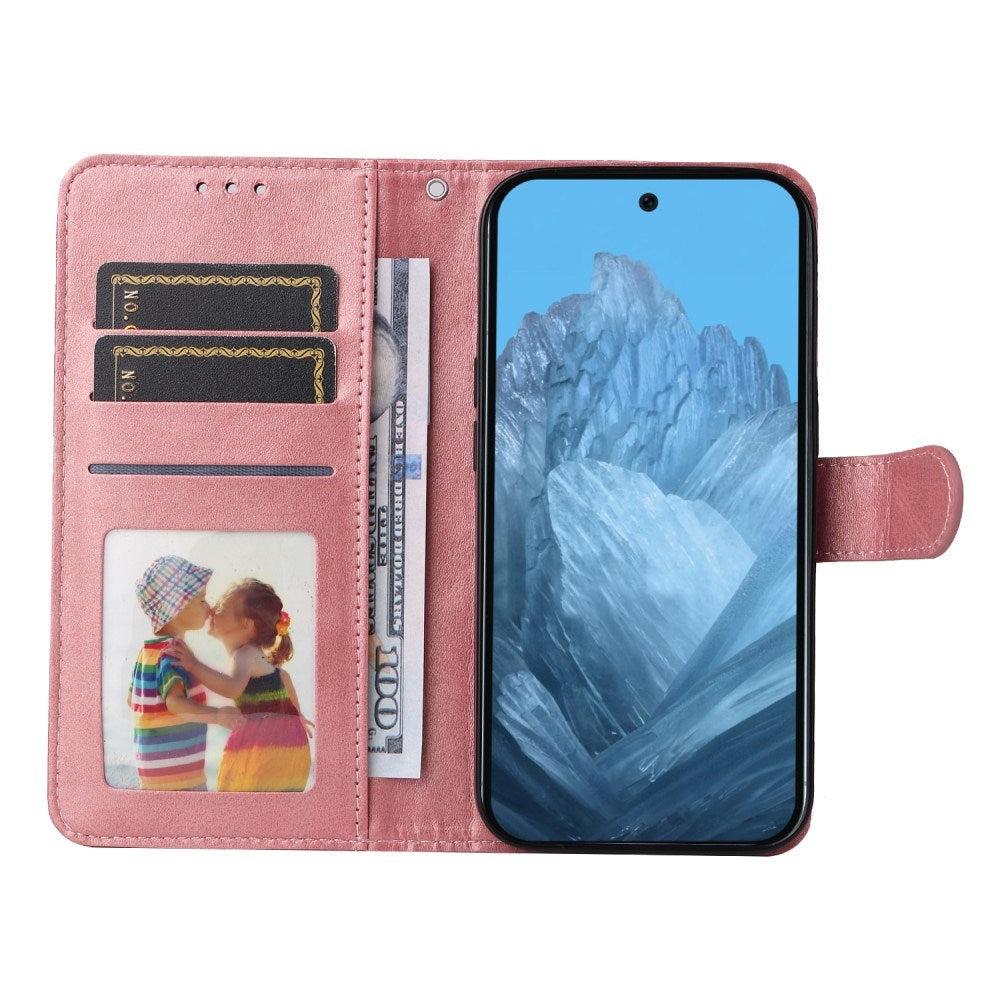 EIDERWOOD Google Pixel 10 / 10 Pro / 9 / 9 Pro Faux Leather Flip Case with Wallet & Strap - Pink
