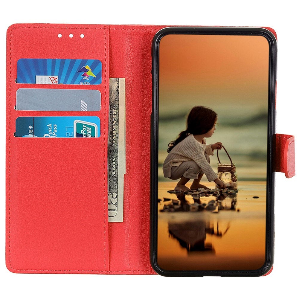 EIDERWOOD Google Pixel 10 / 10 Pro / 9 / 9 Pro Litchi Faux Leather Flip Case w. Wallet - Red