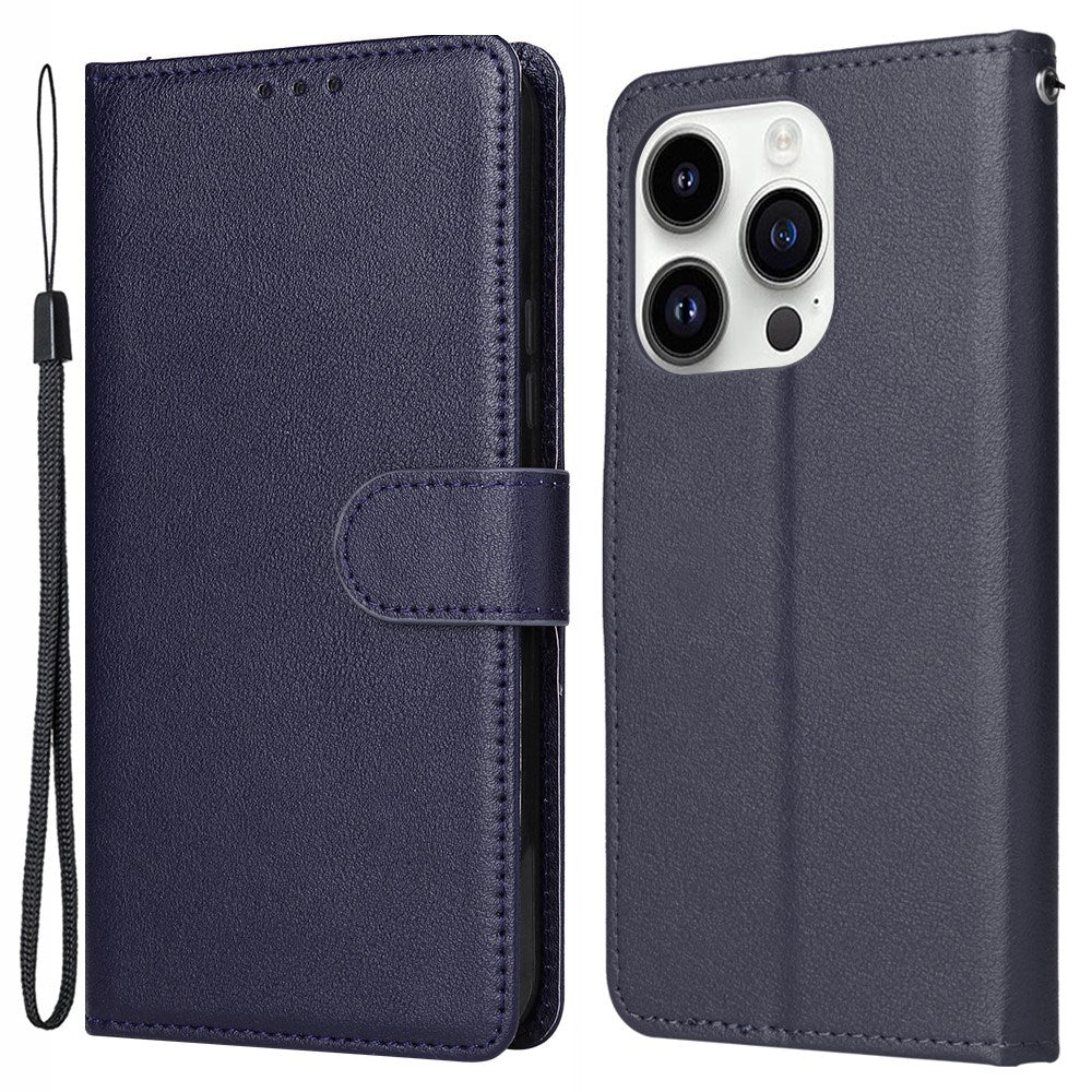EIDERWOOD iPhone 14 Pro Max Faux Leather Flip Case with Strap - Blue