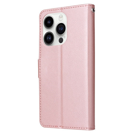 EIDERWOOD iPhone 14 Pro Max Faux Leather Flip Case with Strap - Rose Gold