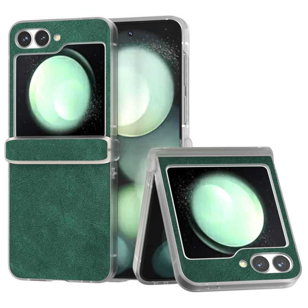 EIDERWOOD Samsung Galaxy Z Flip7 FE / Flip6 Leather Covered Plastic Case - Green
