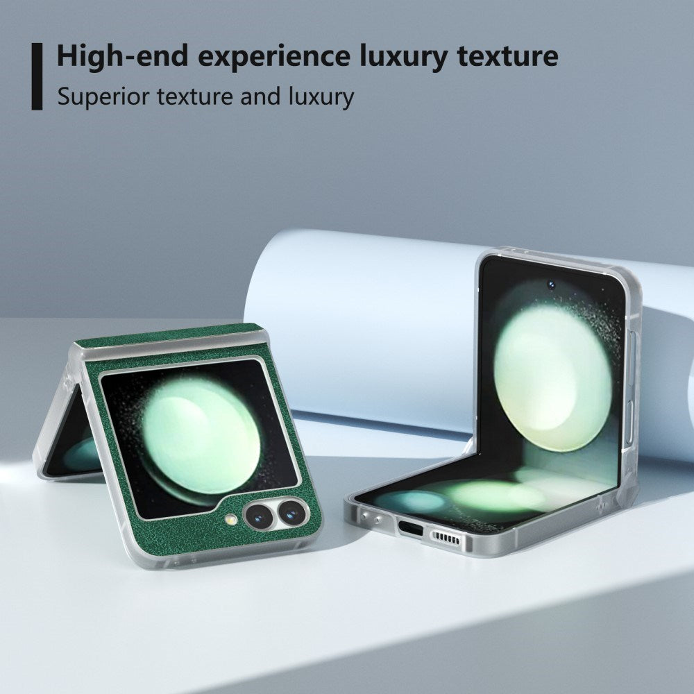 EIDERWOOD Samsung Galaxy Z Flip7 FE / Flip6 Leather Covered Plastic Case - Green