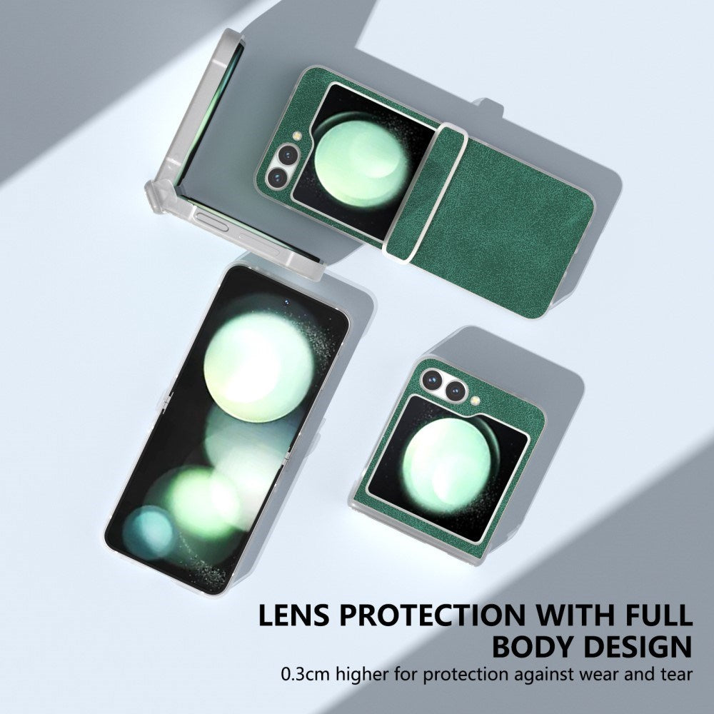 EIDERWOOD Samsung Galaxy Z Flip7 FE / Flip6 Leather Covered Plastic Case - Green