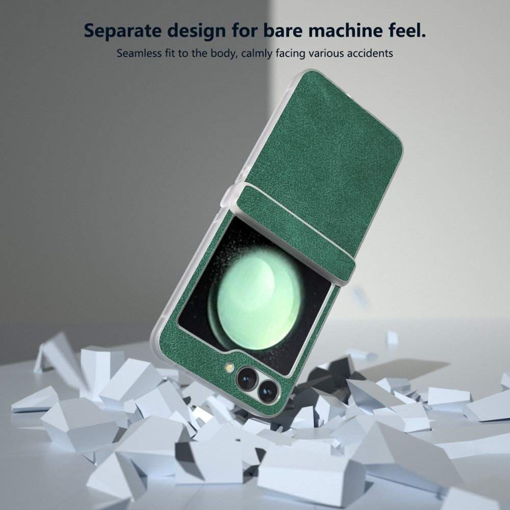 EIDERWOOD Samsung Galaxy Z Flip7 FE / Flip6 Leather Covered Plastic Case - Green