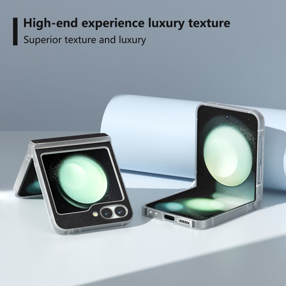 EIDERWOOD Samsung Galaxy Z Flip7 FE / Flip6 Leather Covered Plastic Case - Black