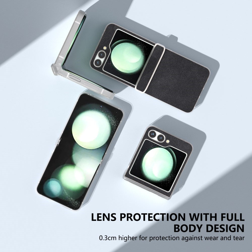 EIDERWOOD Samsung Galaxy Z Flip7 FE / Flip6 Leather Covered Plastic Case - Black