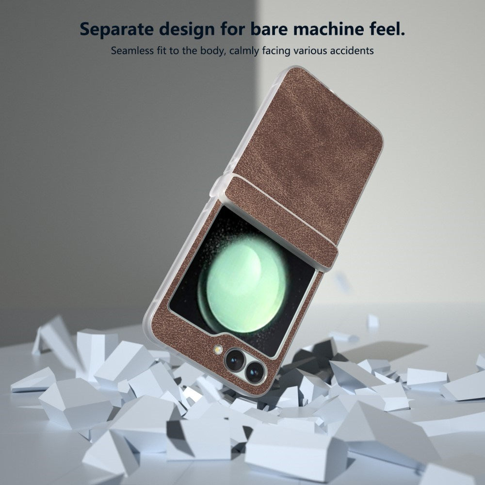 EIDERWOOD Samsung Galaxy Z Flip6 Leather Covered Plastic Case - Brown