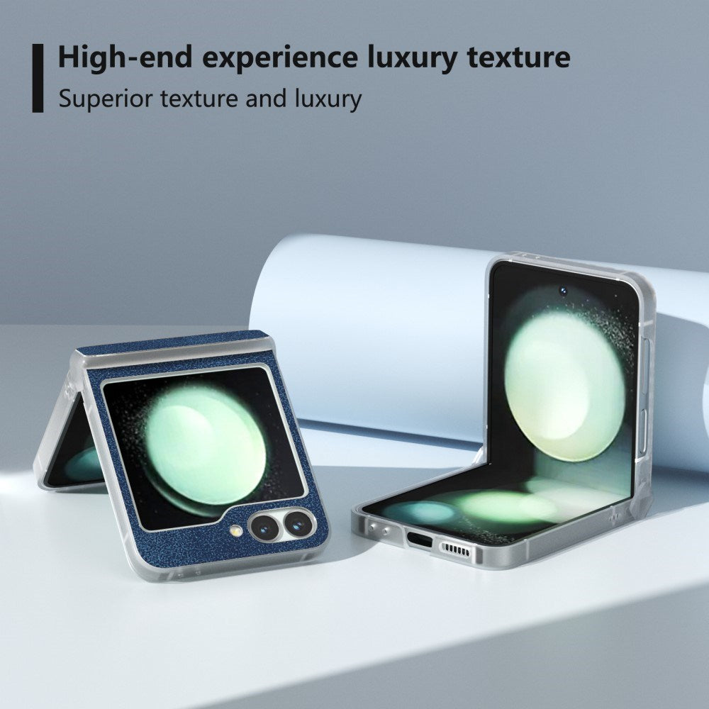 EIDERWOOD Samsung Galaxy Z Flip7 FE / Flip6 Leather Covered Plastic Case - Blue