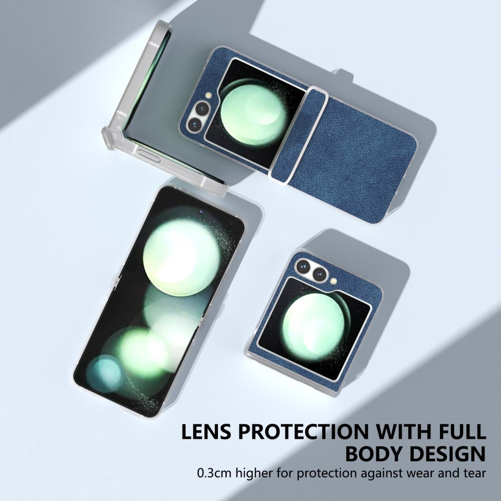 EIDERWOOD Samsung Galaxy Z Flip7 FE / Flip6 Leather Covered Plastic Case - Blue