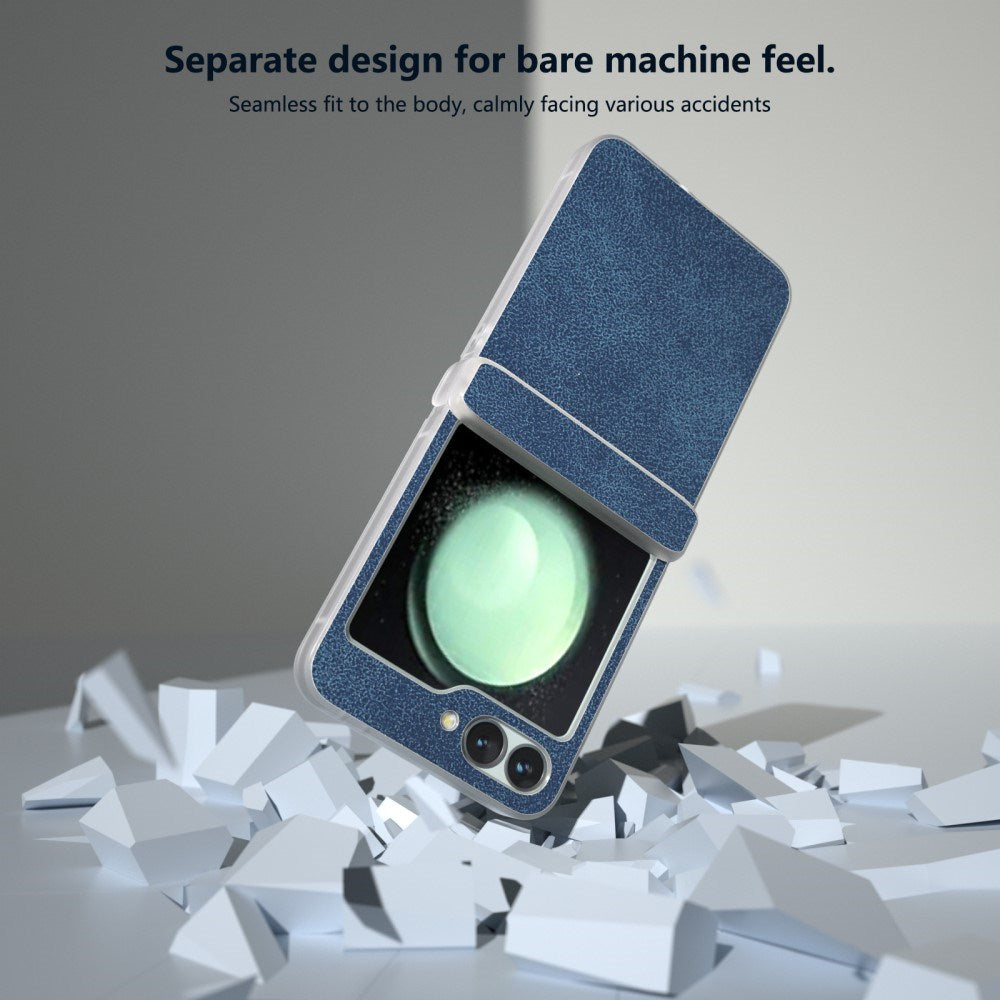 EIDERWOOD Samsung Galaxy Z Flip7 FE / Flip6 Leather Covered Plastic Case - Blue