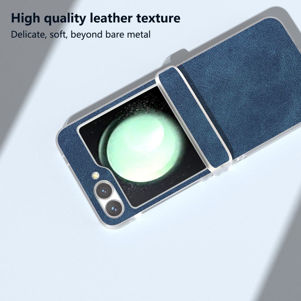 EIDERWOOD Samsung Galaxy Z Flip7 FE / Flip6 Leather Covered Plastic Case - Blue