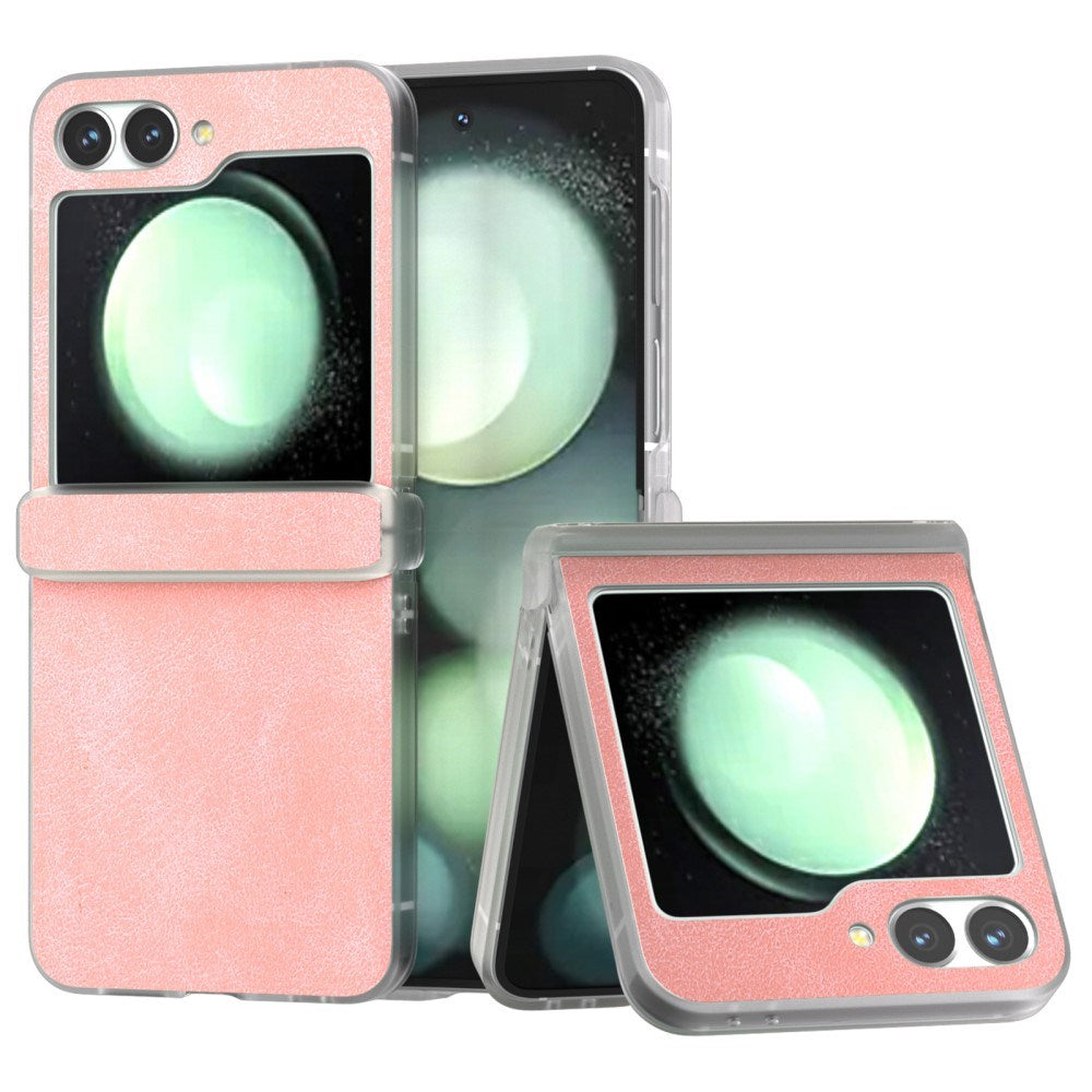 EIDERWOOD Samsung Galaxy Z Flip7 FE / Flip6 Leather Covered Plastic Case - Light Pink