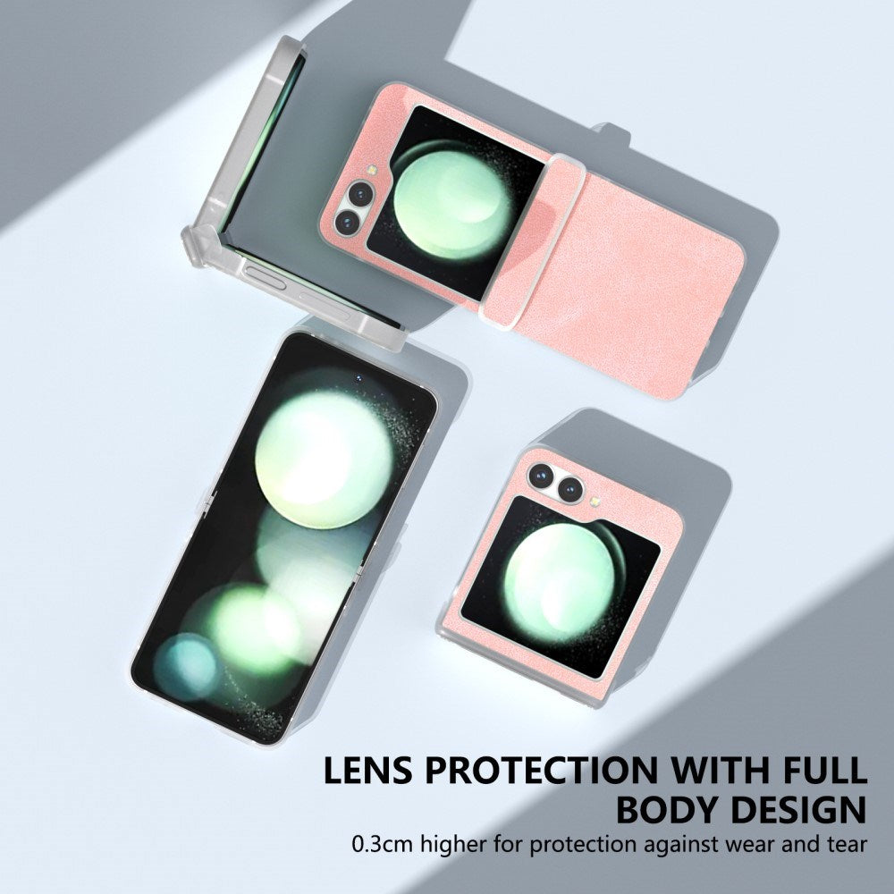 EIDERWOOD Samsung Galaxy Z Flip7 FE / Flip6 Leather Covered Plastic Case - Light Pink