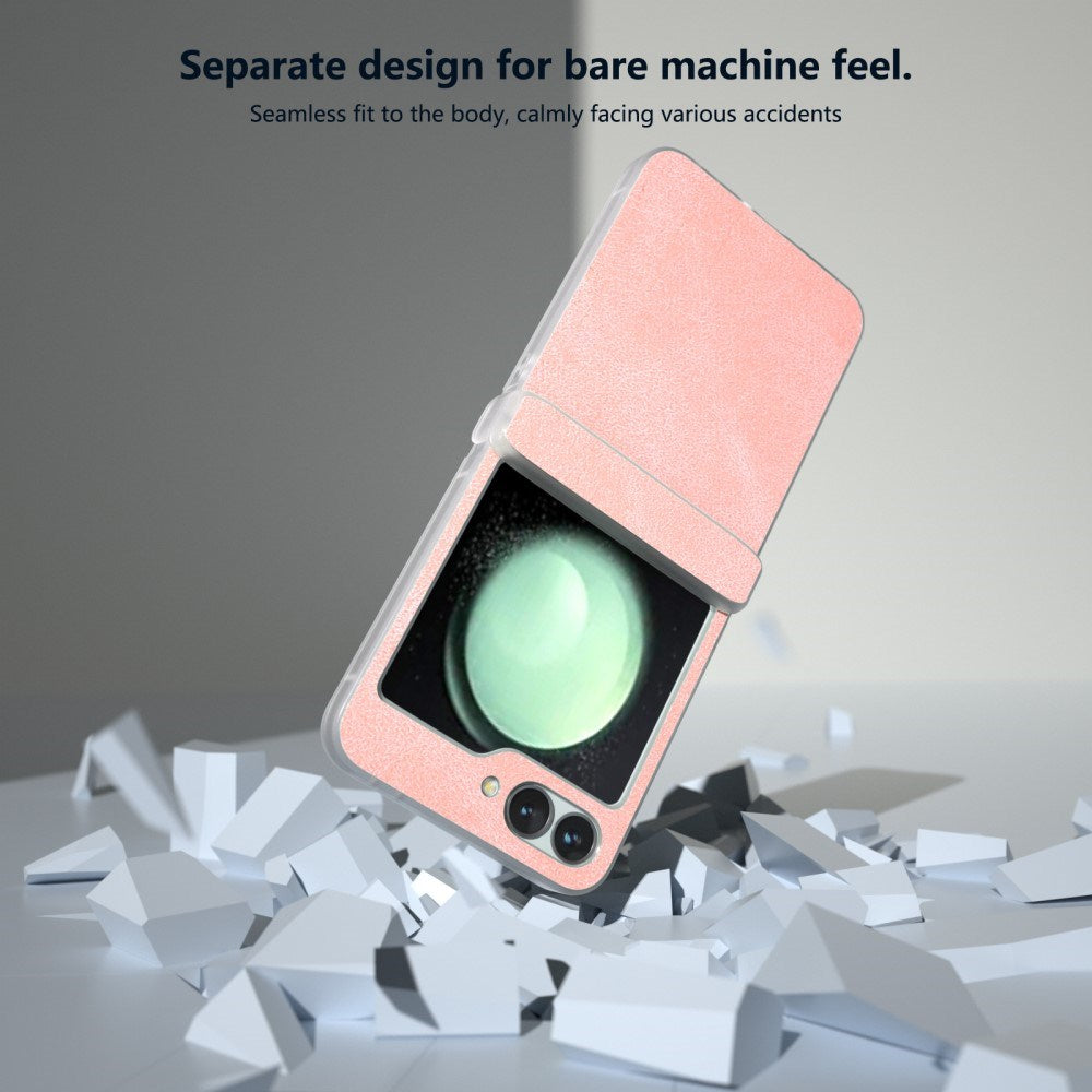 EIDERWOOD Samsung Galaxy Z Flip7 FE / Flip6 Leather Covered Plastic Case - Light Pink