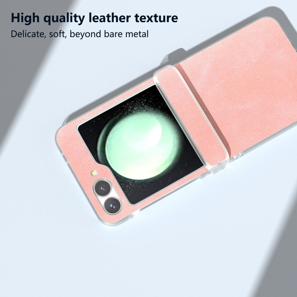EIDERWOOD Samsung Galaxy Z Flip7 FE / Flip6 Leather Covered Plastic Case - Light Pink