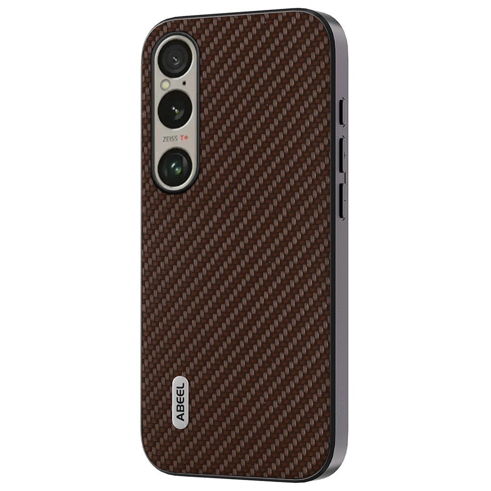 Sony Xperia 1 VI Carbon Fiber Leather Covered Case - Brown