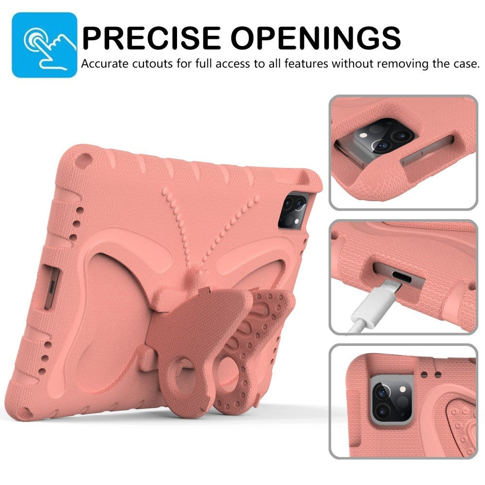 EIDERWOOD iPad Air / Pro 13" (2025 / 2024) / Pro 12.9" (2022-2018) Kids Case - Butterfly Kickstand Case - Coral