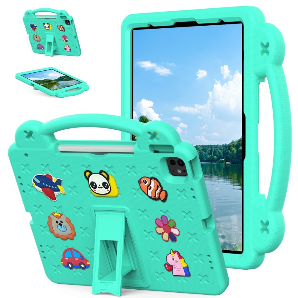 EIDERWOOD iPad Air 13" (2025 / 2024) / Pro 13" (2025 / 2024) /12.9" (2022-2018) Kids Case with Kickstand & Hand Holder - Green