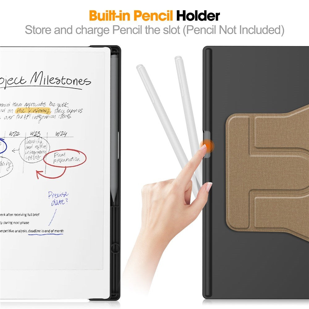 EIDERWOOD ReMarkable Paper Pro Faux Leather Plastic Case with Pen Holder - Brown