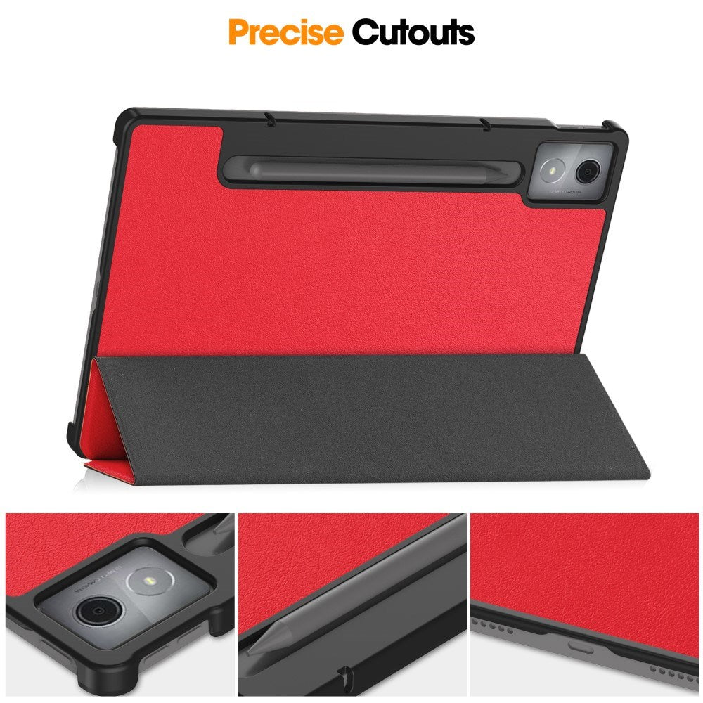 EIDERWOOD Lenovo IdeaTab Pro Faux Leather Flip Case with Stand Function & Pencil Holder - Red