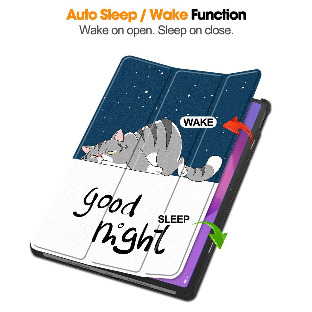 EIDERWOOD Lenovo IdeaTab Pro Tri-Fold Faux Leather Flip Case with Pattern - Cat