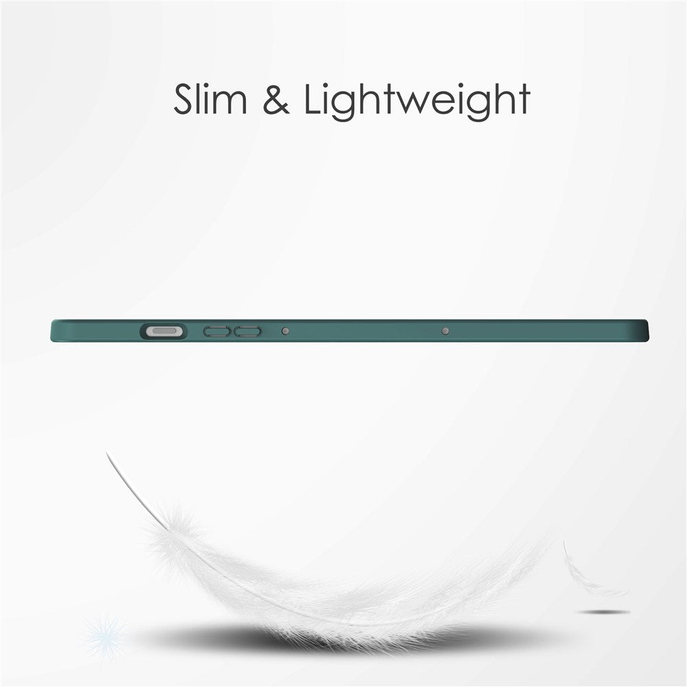 EIDERWOOD Samsung Galaxy Tab S10 Lite / S10 FE / S9 FE Flip Case - Stand Function & Stylus Pen Holder - Transparent / Dark Green