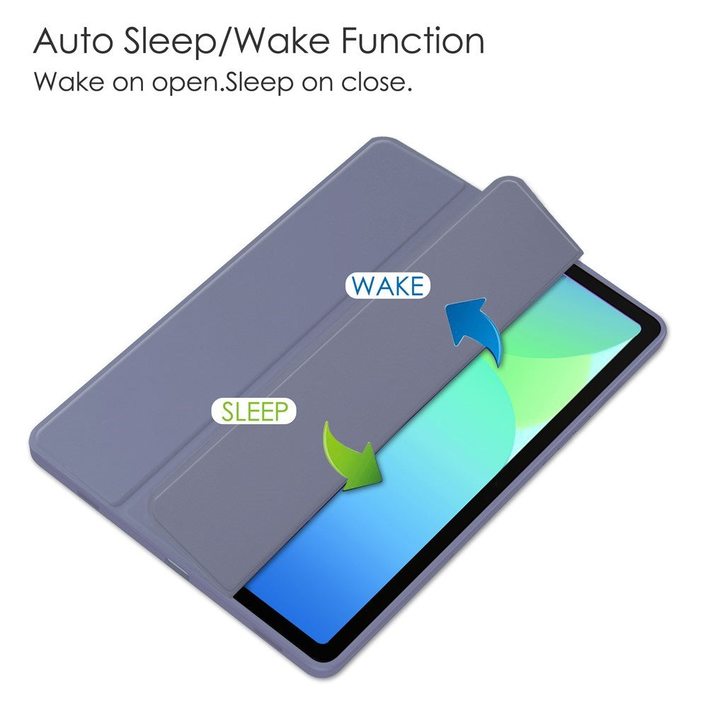 EIDERWOOD Samsung Galaxy Tab S10 Lite / S10 FE / S9 FE Flip Case - Stand Function & Stylus Pen Holder - Transparent / Gray Purple
