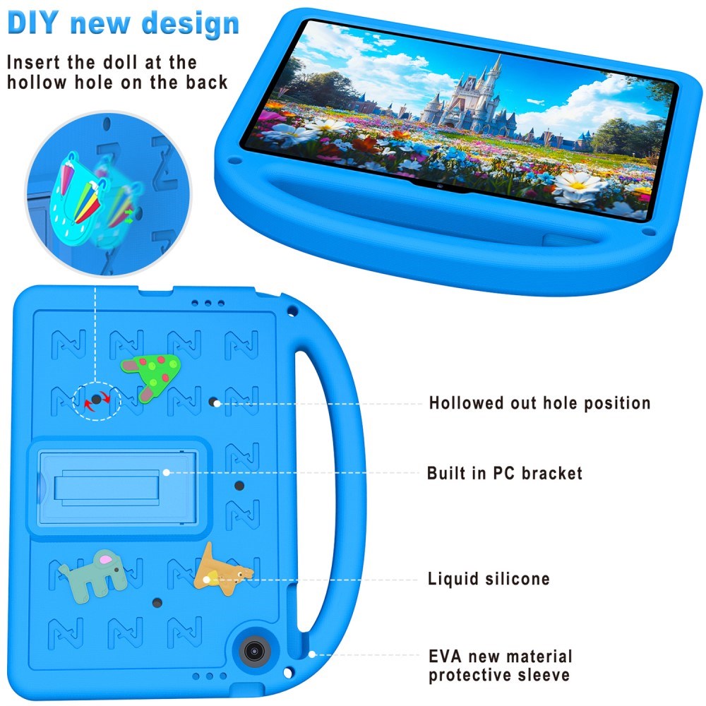 EIDERWOOD Lenovo Tab 10.1" Kids Case with Kickstand & Hand Holder - Blue