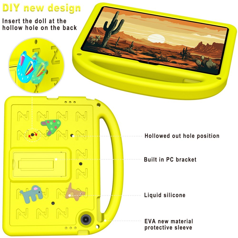 EIDERWOOD Lenovo Tab 10.1" Kids Case with Kickstand & Hand Holder - Yellow