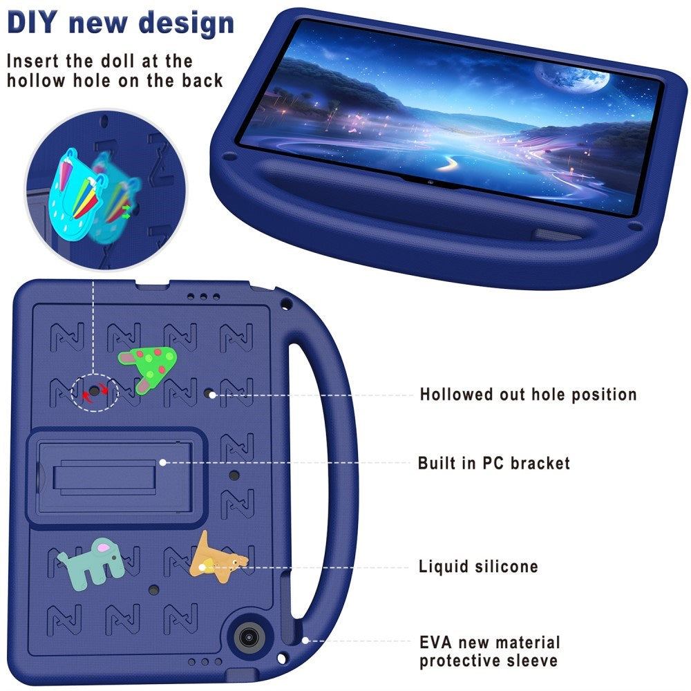 EIDERWOOD Lenovo Tab 10.1" Kids Case with Kickstand & Hand Holder - Dark Blue