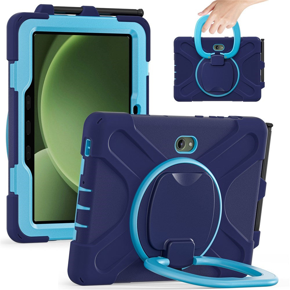 Samsung Galaxy Tab Active5 Pro / Active4 Pro EIDERWOOD Hybrid Plastic Kids Case w. Kickstand & Strap - Blue