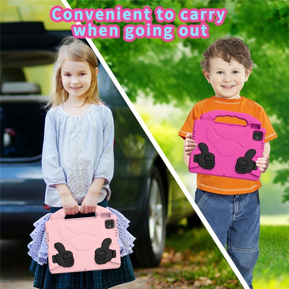 EIDERWOOD iPad Pro 11" (2025 - 2018) / Air (2022 / 2020) Kids Case with Thumb Kickstand - Pink