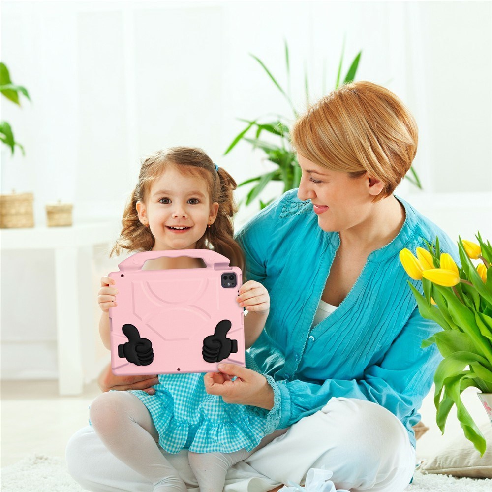 EIDERWOOD iPad Pro 12.9" (2022 / 2021 / 2020 / 2018) / Air 13" (2025 / 2024) / Pro 13" (2025 / 2024) Kids Case with Thumb Kickstand - Pink