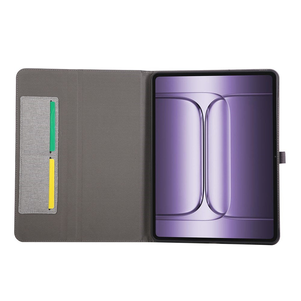 OnePlus Pad 3 Faux Leather Flip Case with Card Holder & Stand Function - Grey