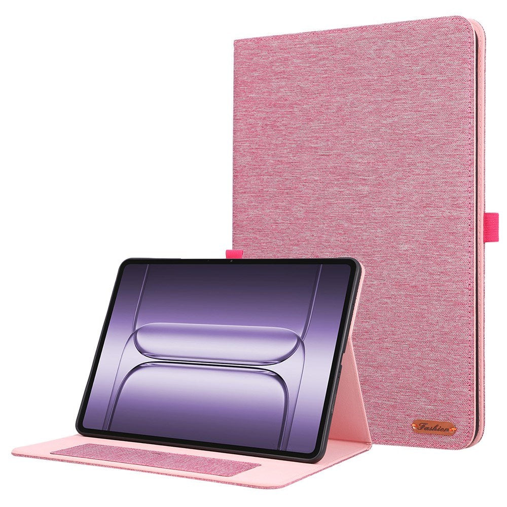 OnePlus Pad 3 Faux Leather Flip Case with Card Holder & Stand Function - Pink